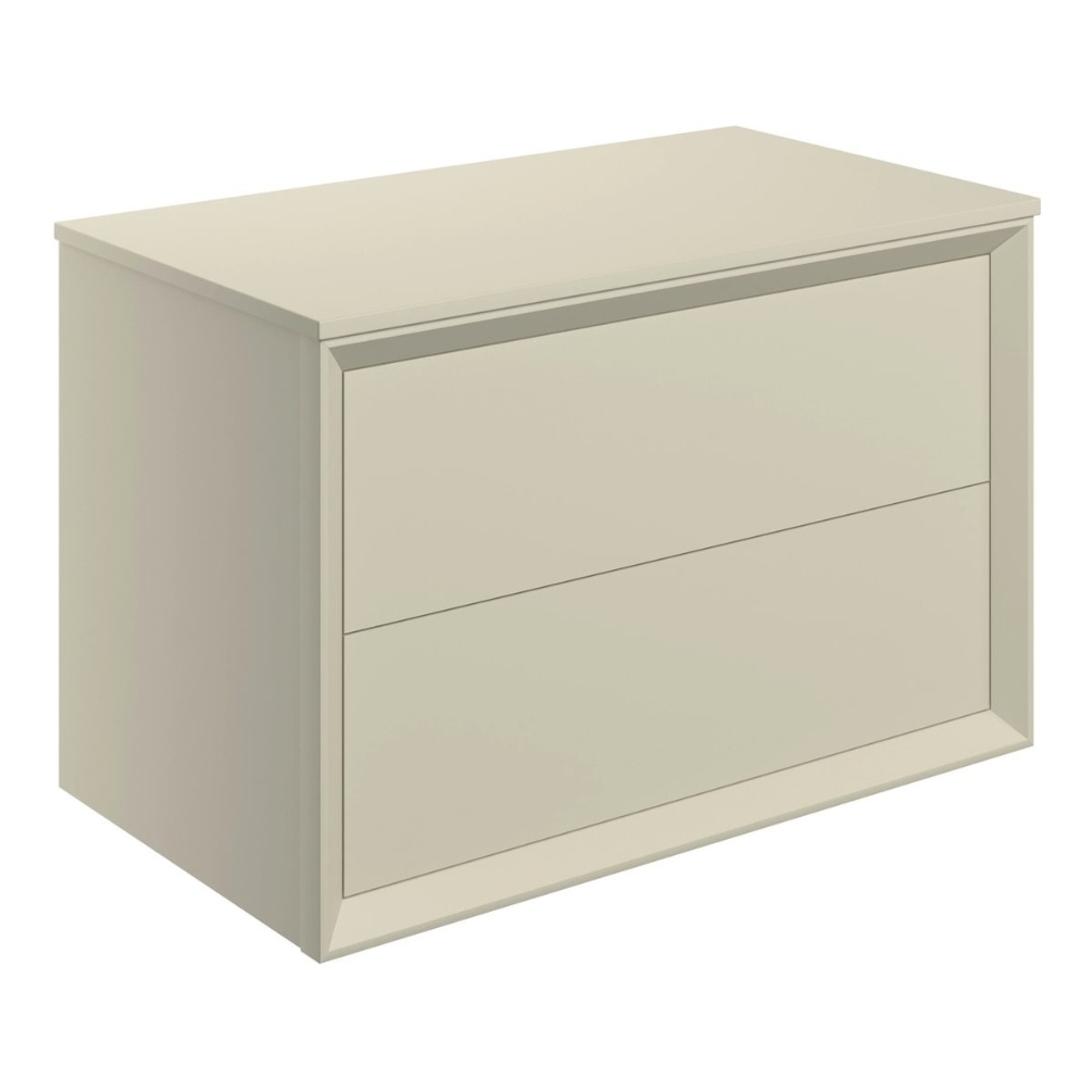 Apex Air Matt Cotton 800mm Freestanding 2 Drawer Countertop Vanity Unit Cut Out
